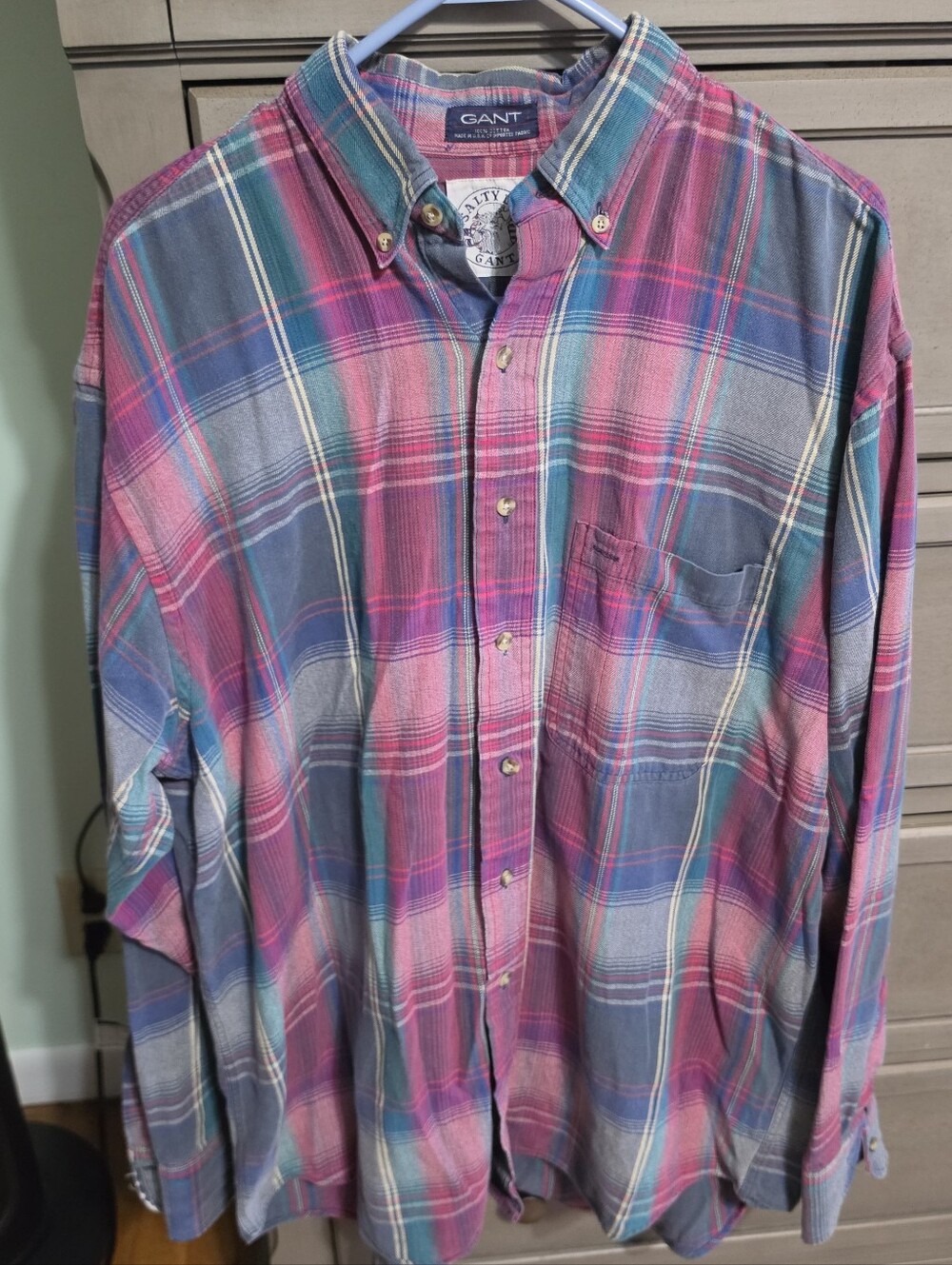 GANT Men's Plaid Button-Down Shirt - Pink & Blue